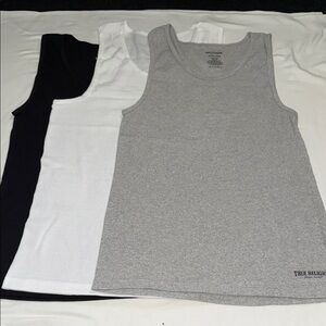 True Religion Trio Tank Tops - Black, White, Gray